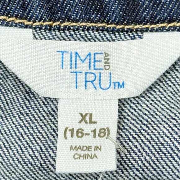 Time And Tru Women's Denim Sleeveless V-neck Button-Down Dress Size XL 16-18 NWT - Picture 6 of 9